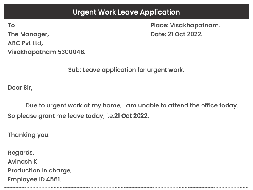 Urgent Piece of Work Application: Format and Examples | Leverage Edu