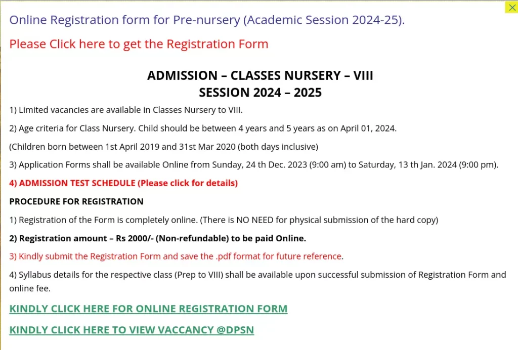 DPS Noida Admission 2024-25