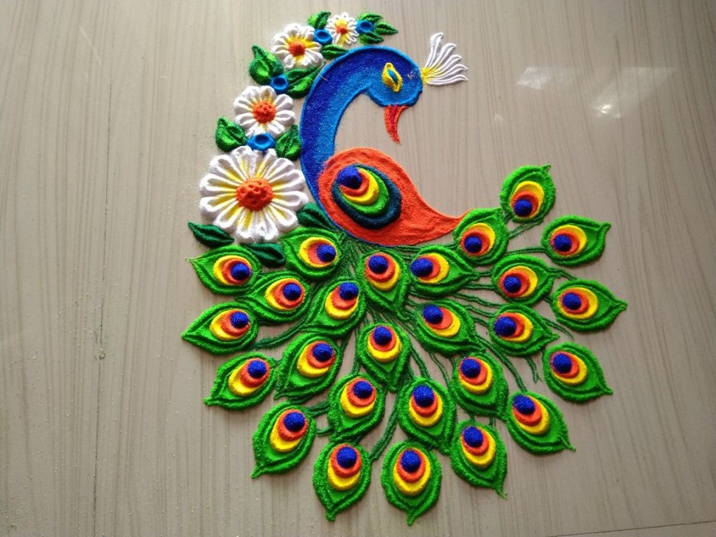 peacock rangoli