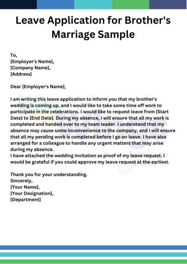 Leave Application for Brother's Marriage: Format and Samples | Leverage Edu