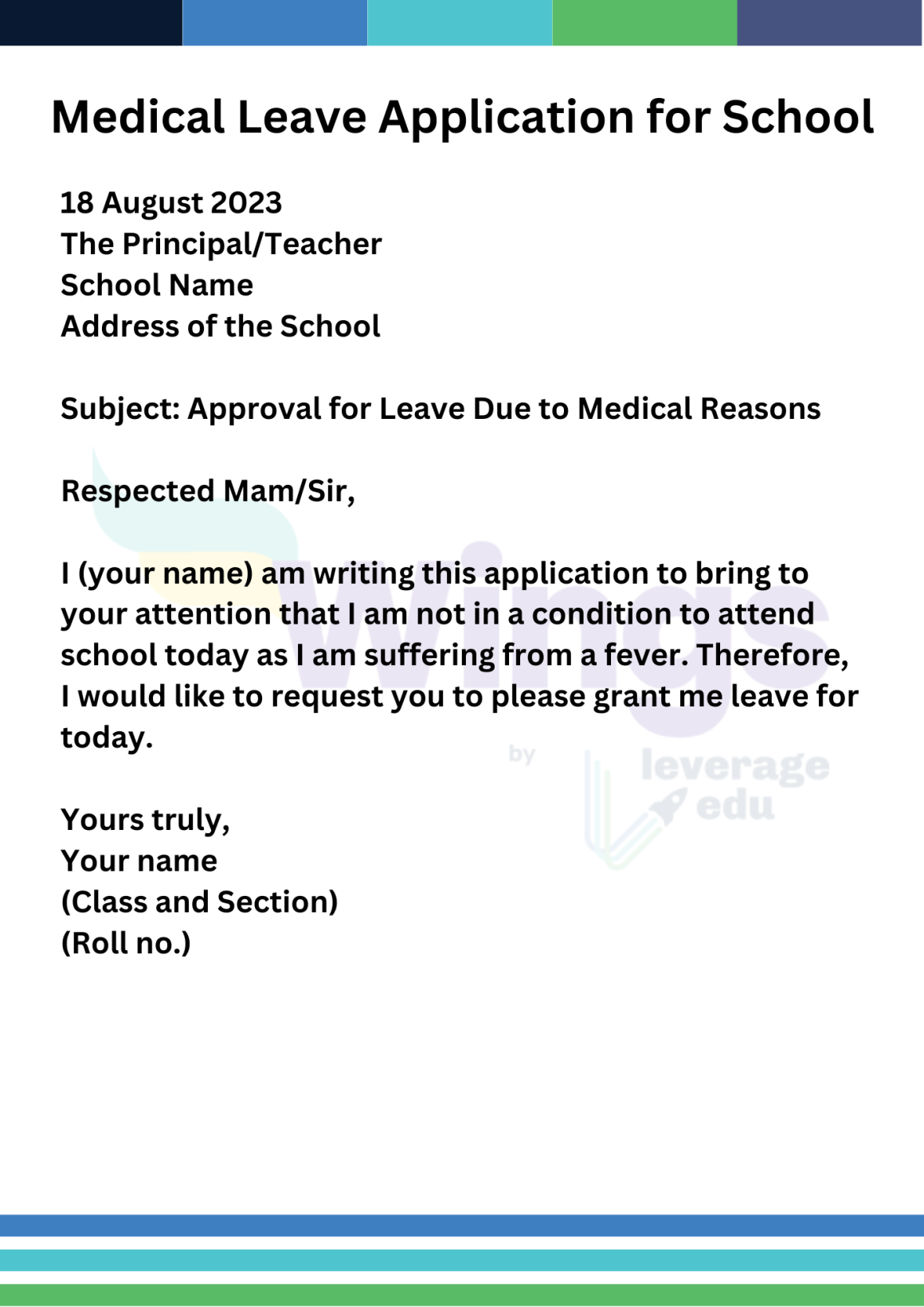 Medical Leave Application for School: Format, Samples, Tips to Write ...