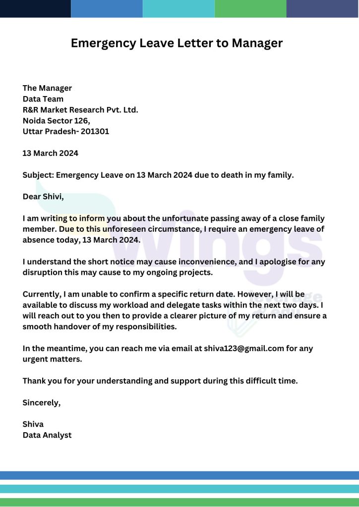 Emergency Leave Letter