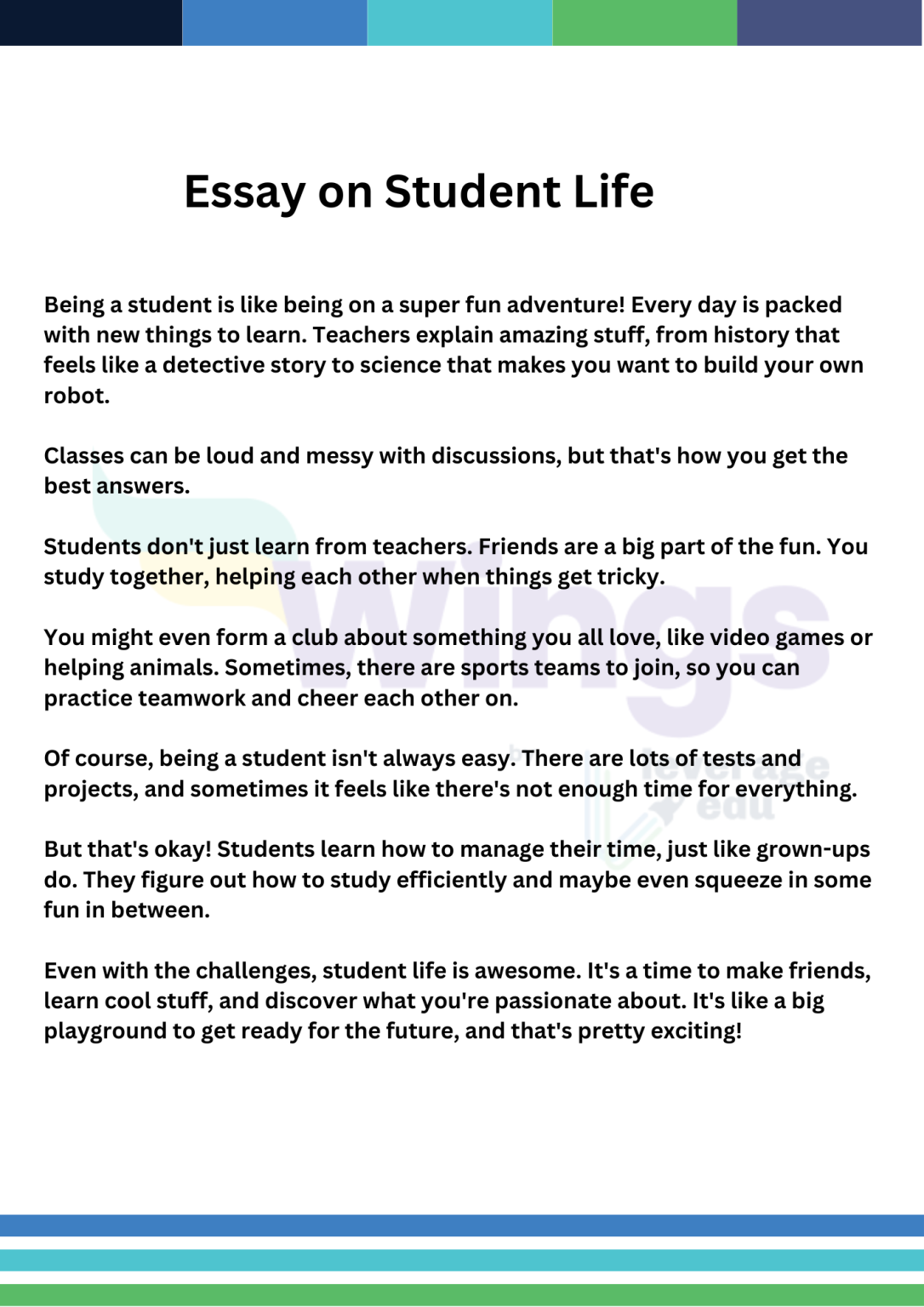 short essay on student