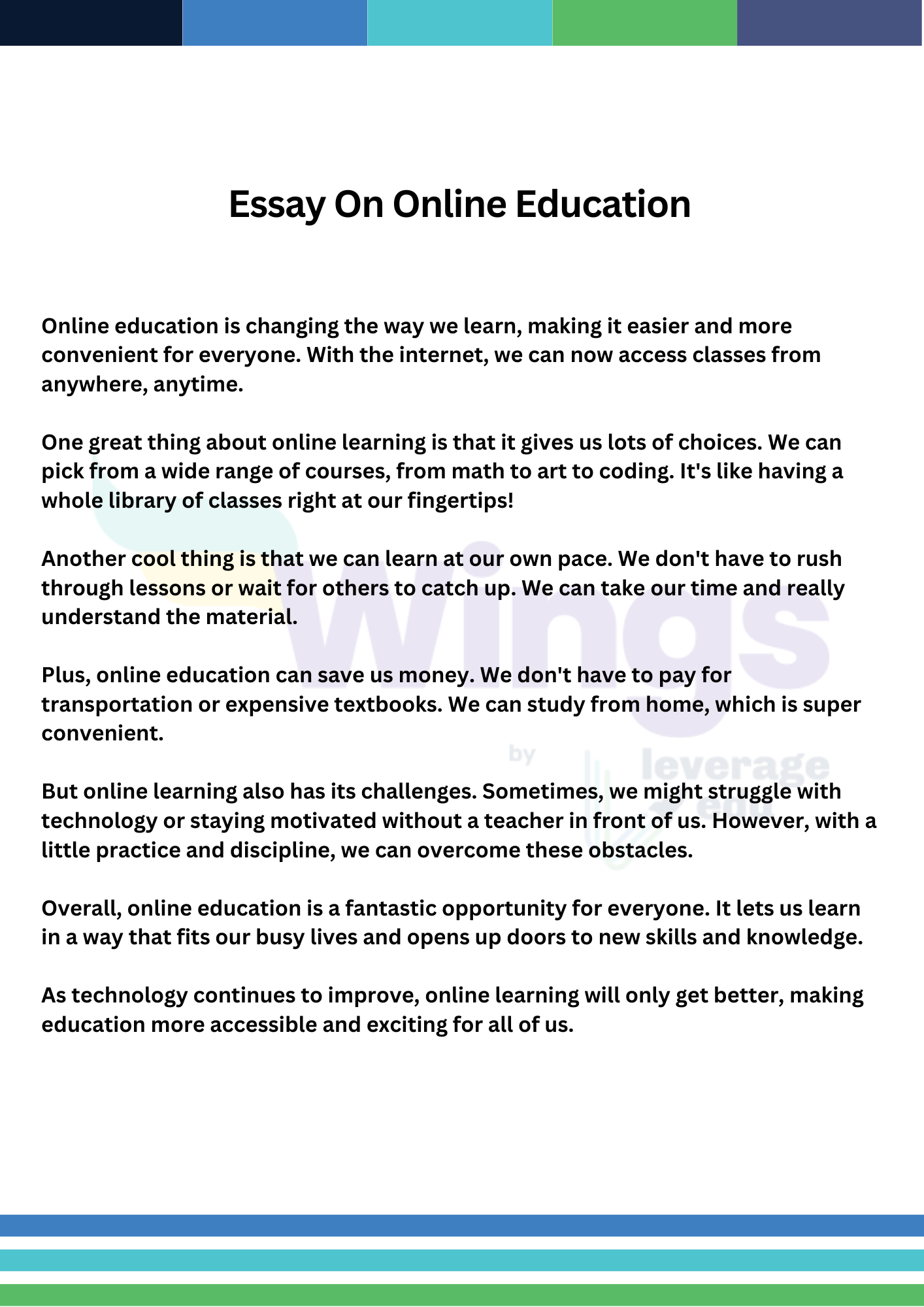 short essay on online study