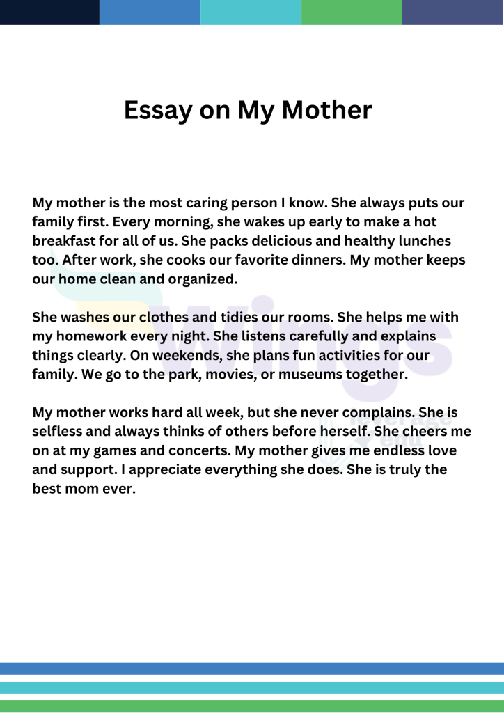 essay on my mother for class 10