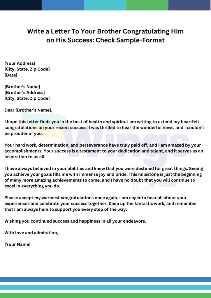 Write a Letter To Your Brother Congratulating Him on His Success