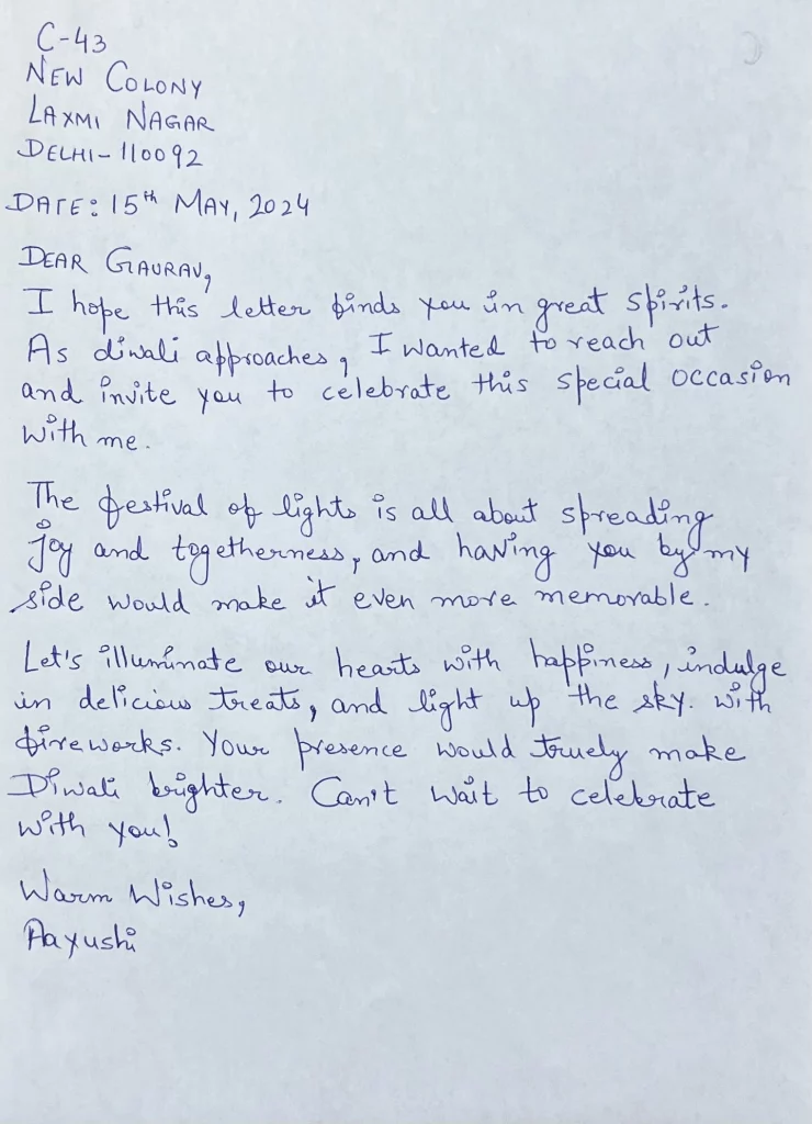 Letter to Your Friend Inviting Him to Celebrate Festivals With You