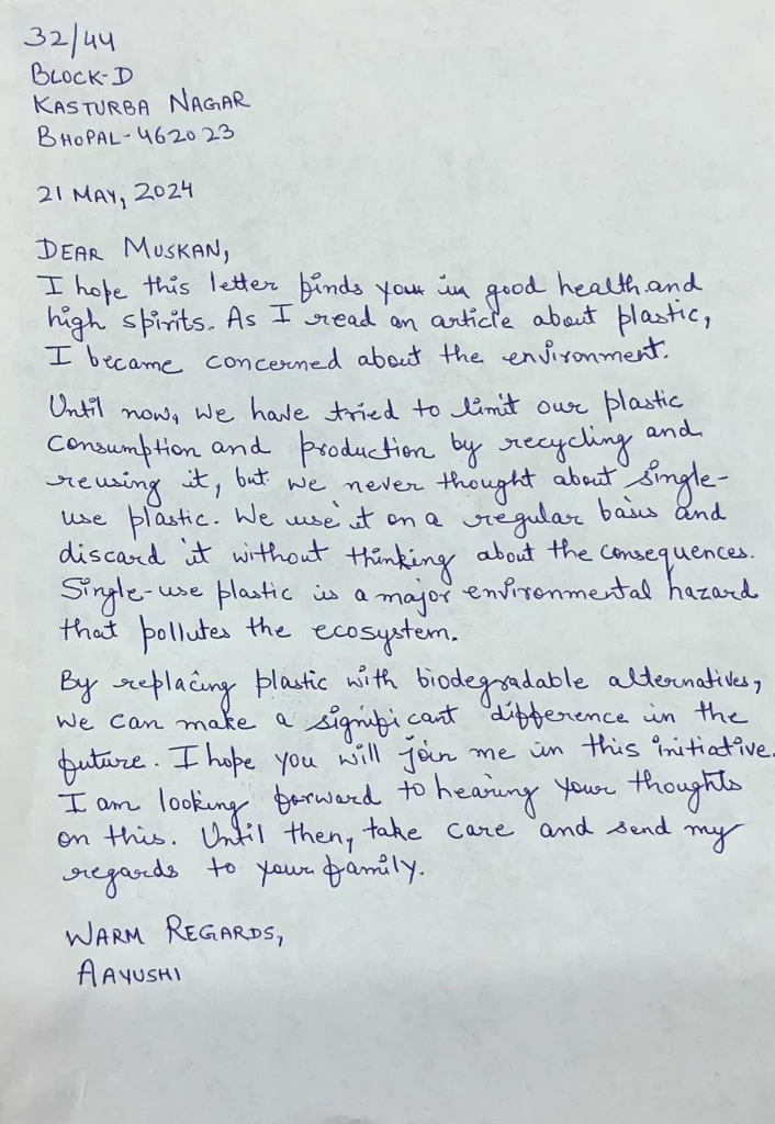 Letter To Your Friend Telling Him Why It Is Important To Stop Using Single-Use Plastic