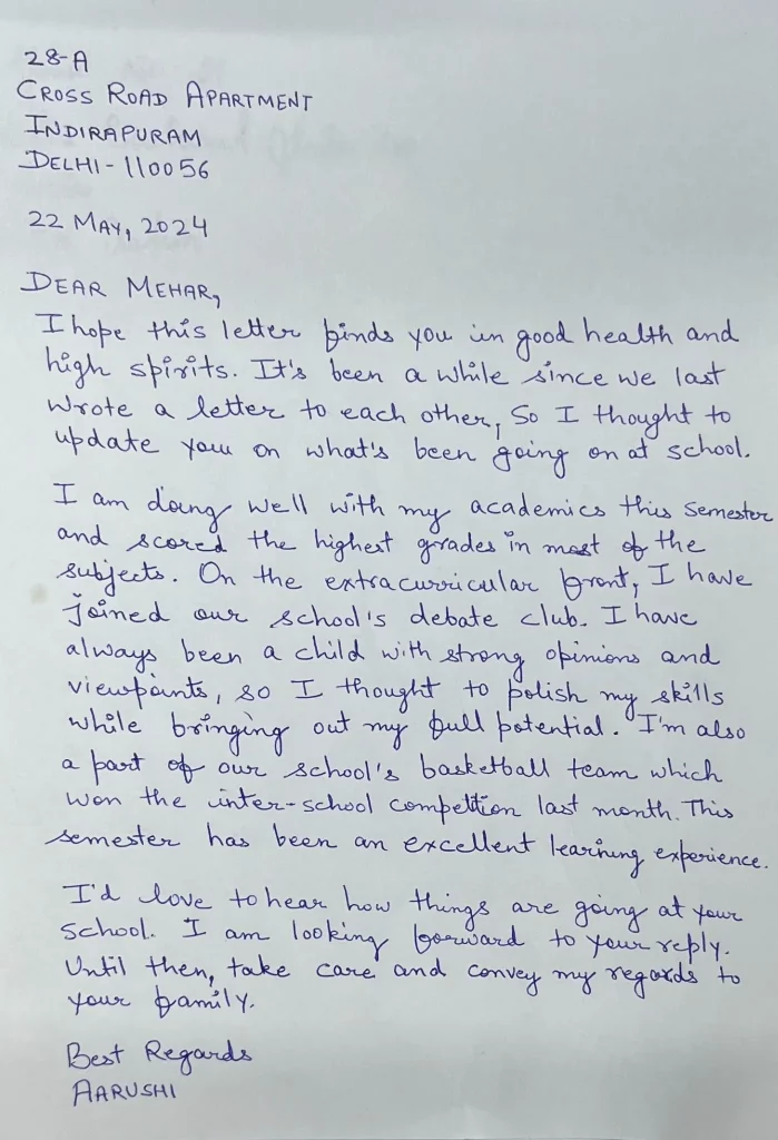 Letter to Your Friend Telling him About your School Activities